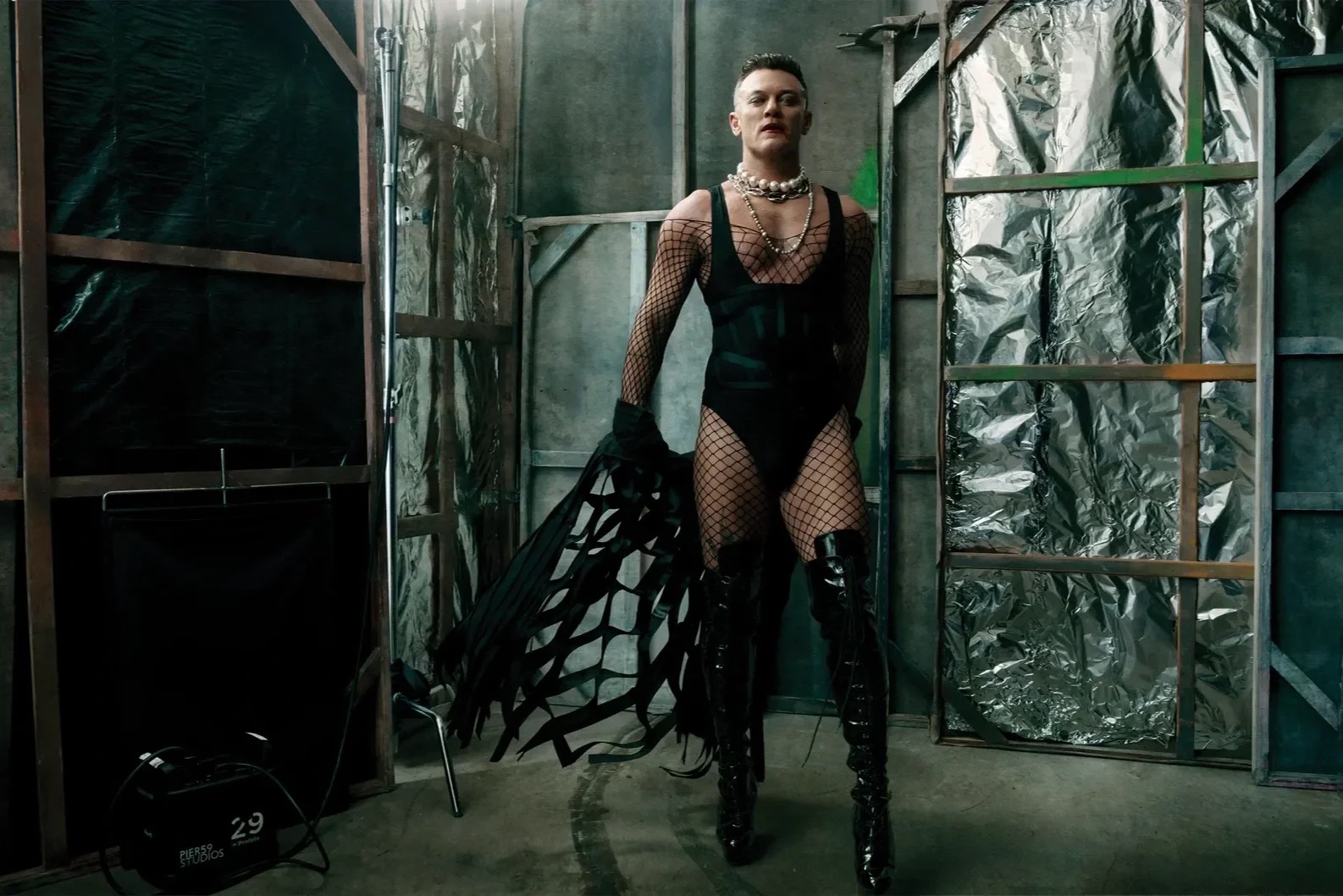 Luke Evans wearing FERN New York corset as Frank-N-Furter in The Rocky Horror Show, photographed by Norman Jean Roy for Vogue