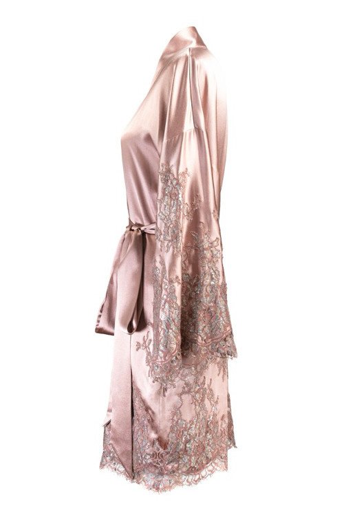 COUTURE Black Chantilly Lace Kimono with Train