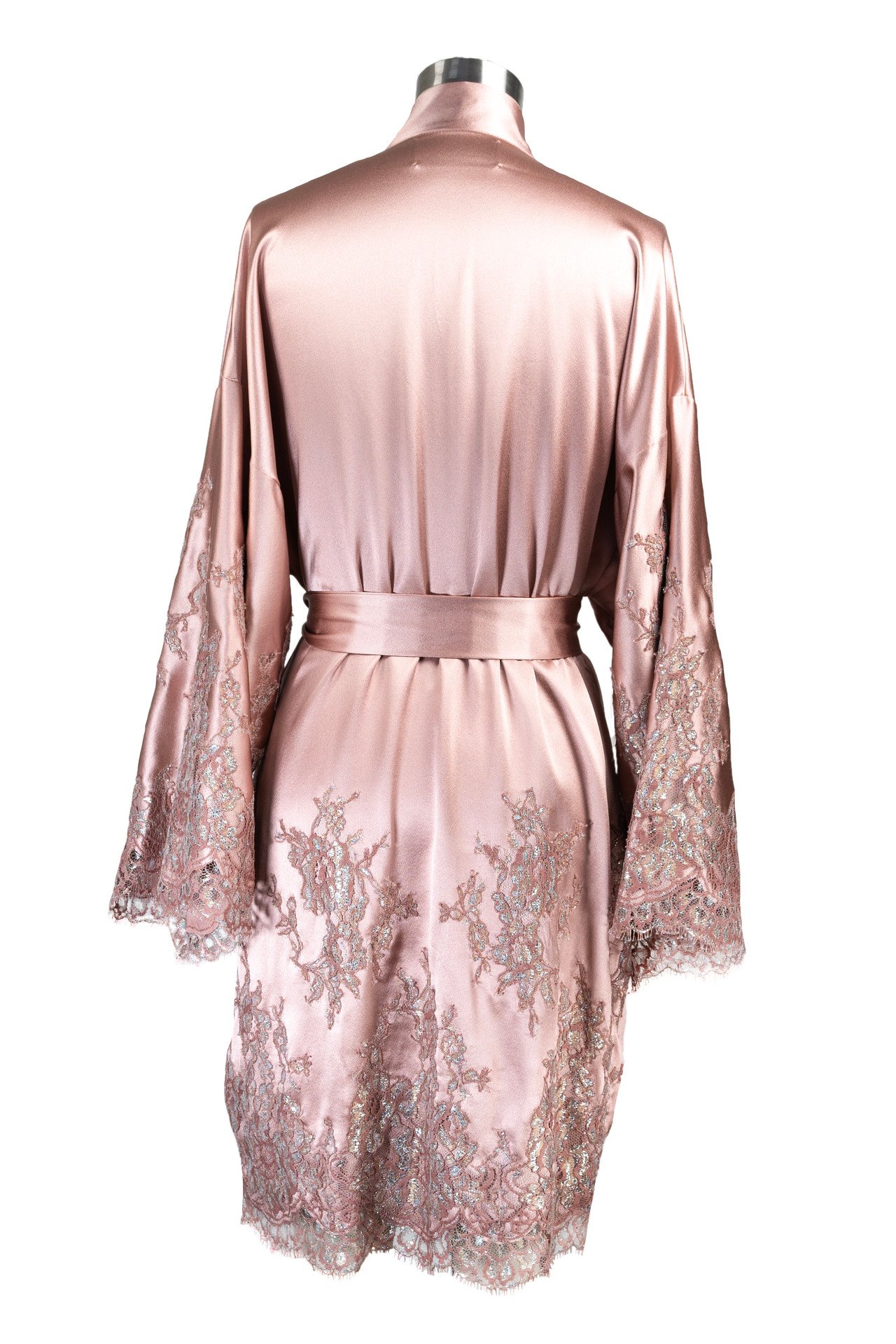 COUTURE Black Chantilly Lace Kimono with Train