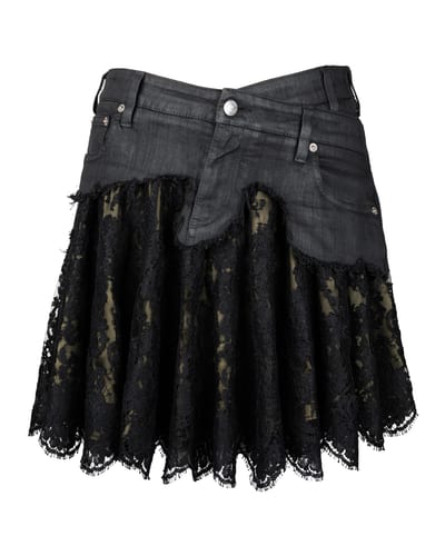 Photo of COUTURE — Black Denim & Lace Skirt