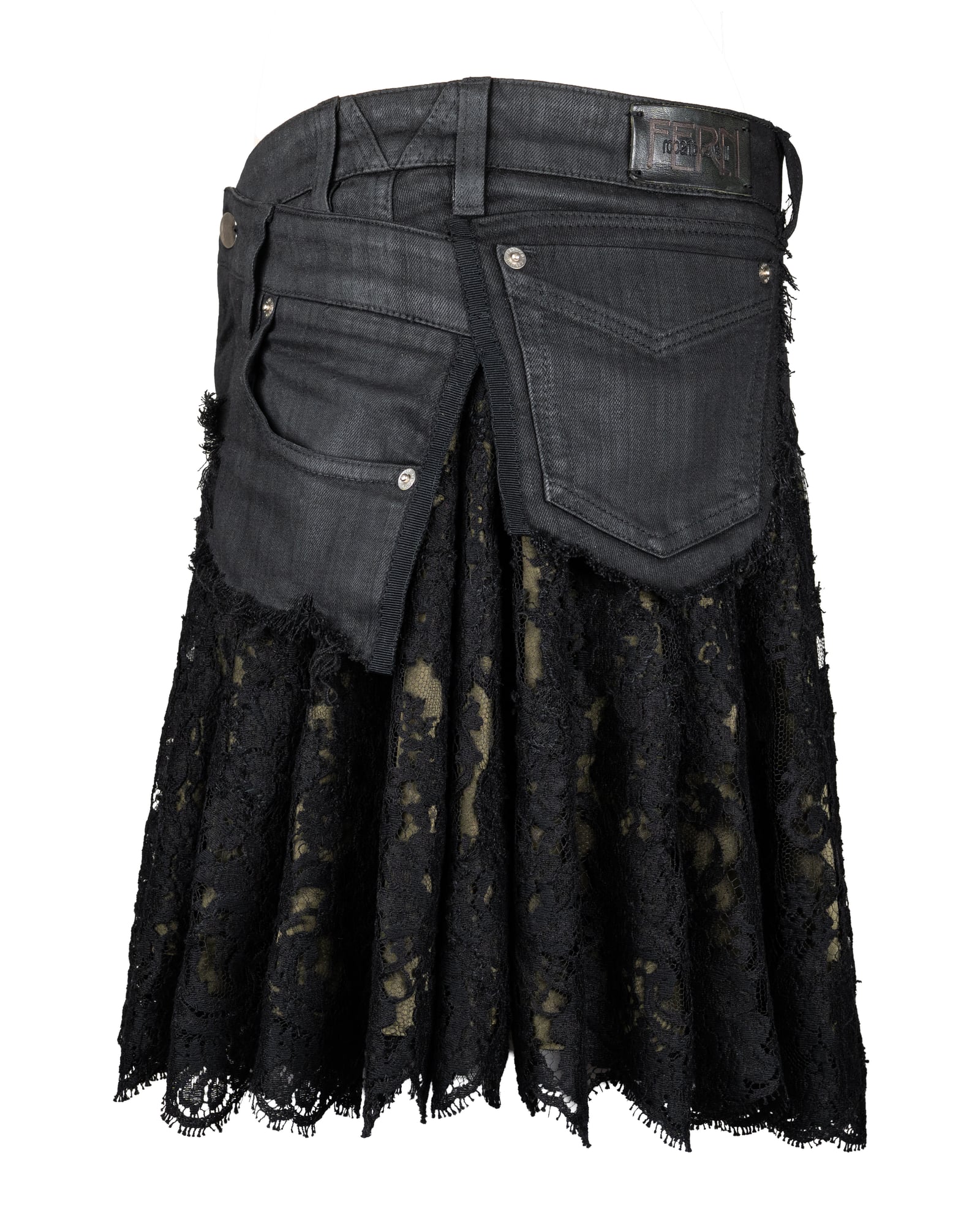 COUTURE — Black Denim & Lace Skirt view 5