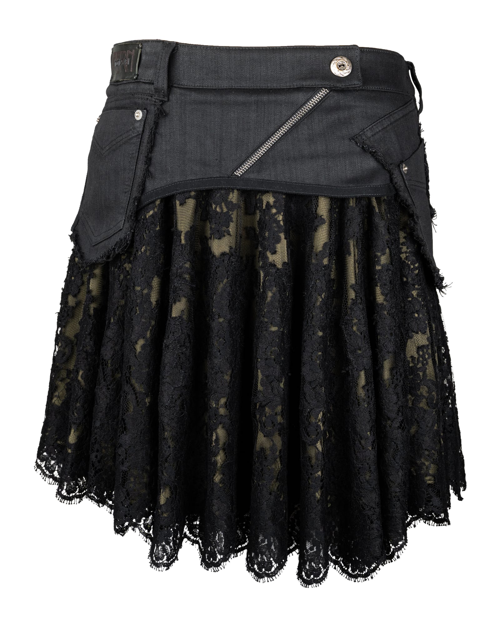COUTURE — Black Denim & Lace Skirt view 6