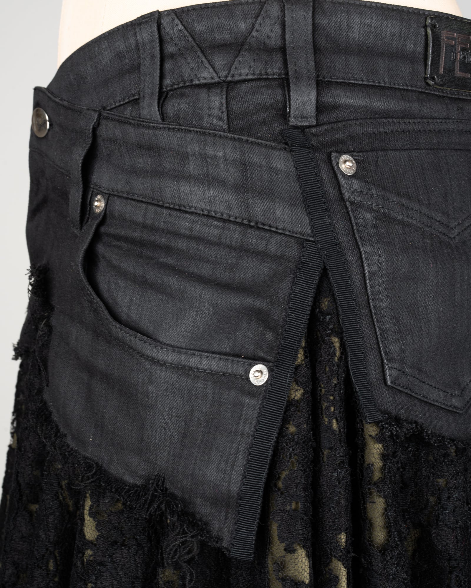 COUTURE — Black Denim & Lace Skirt view 8