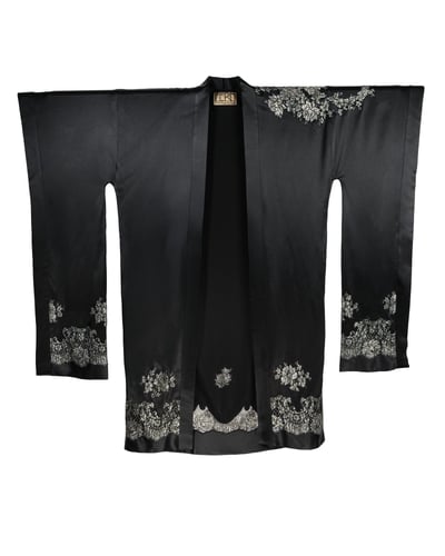 Photo of COUTURE — Full-Length Black and Metallic Chantilly Lace Kimono, view 2