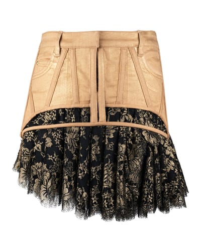 Photo of COUTURE — Gold Denim Corseted Skirt