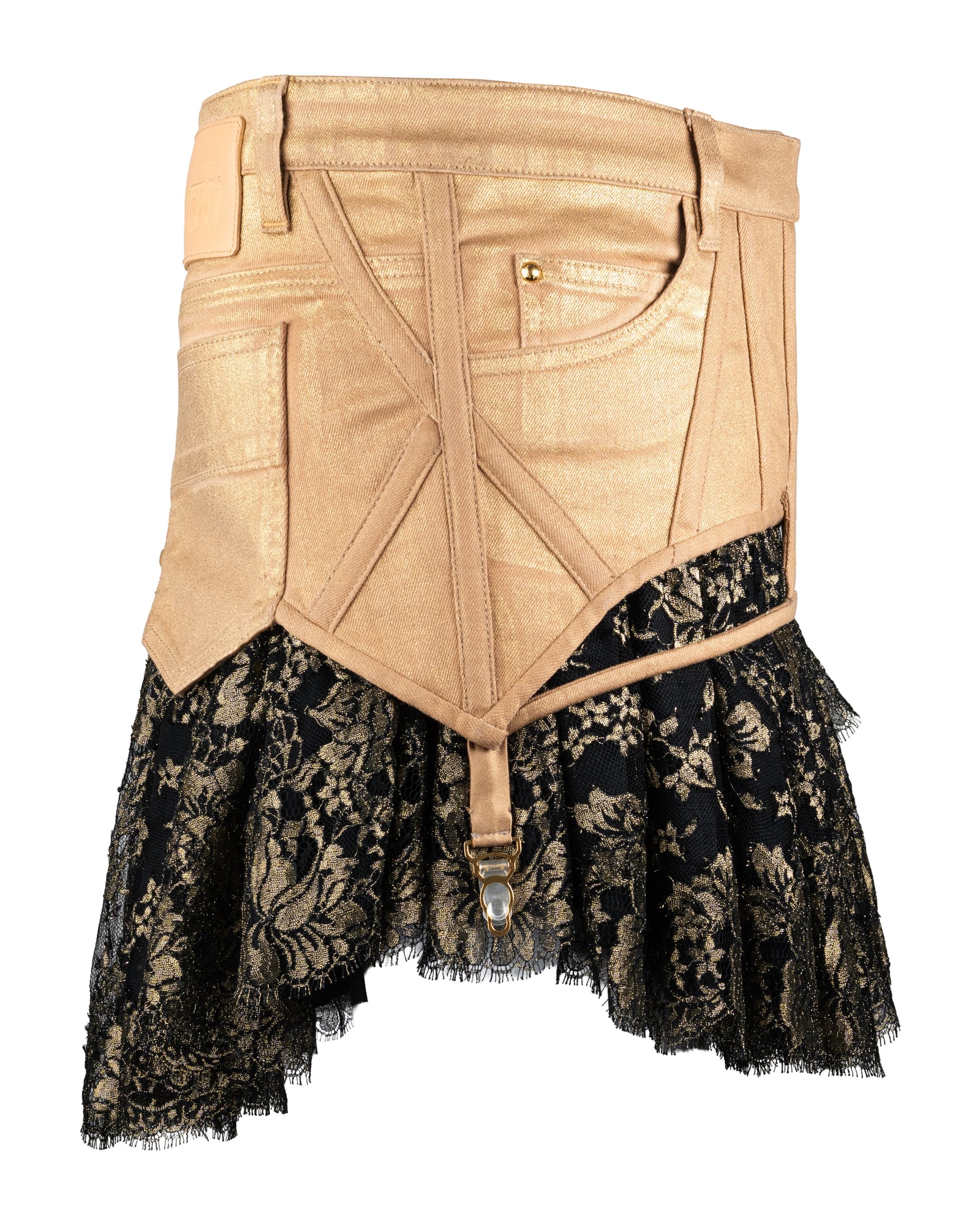 COUTURE — Gold Denim Corseted Skirt view 4