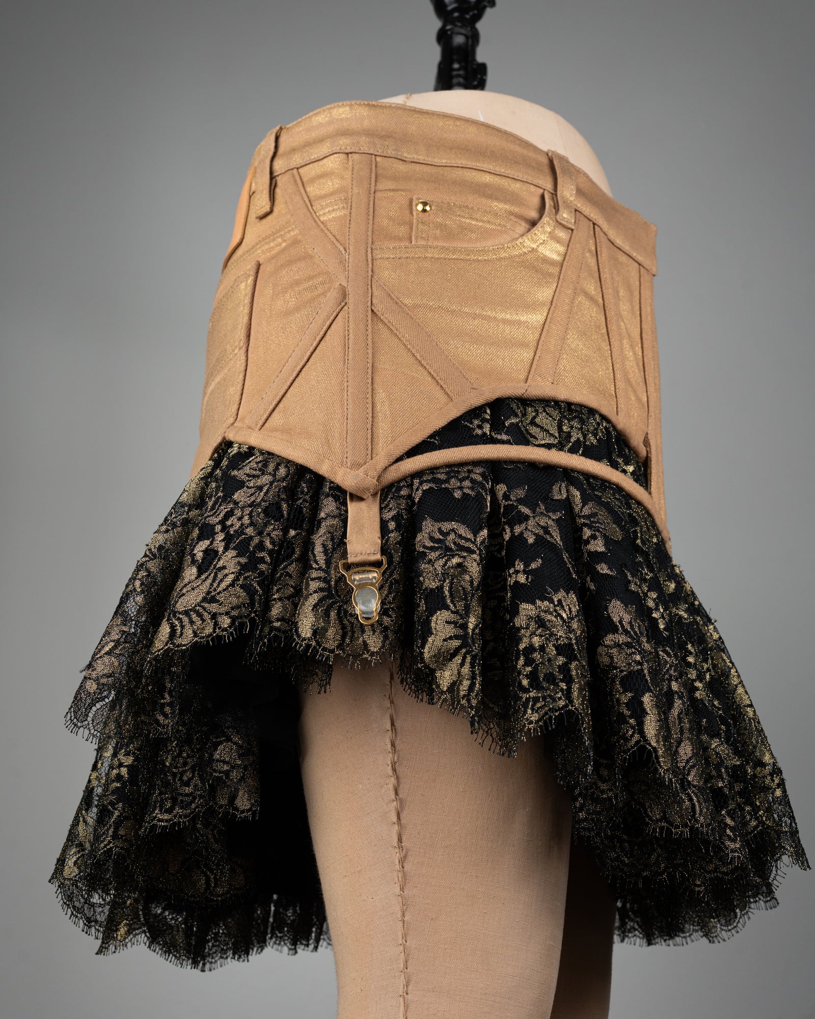 COUTURE — Gold Denim Corseted Skirt view 7