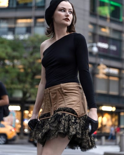 Photo of COUTURE — Gold Denim Corseted Skirt, view 2