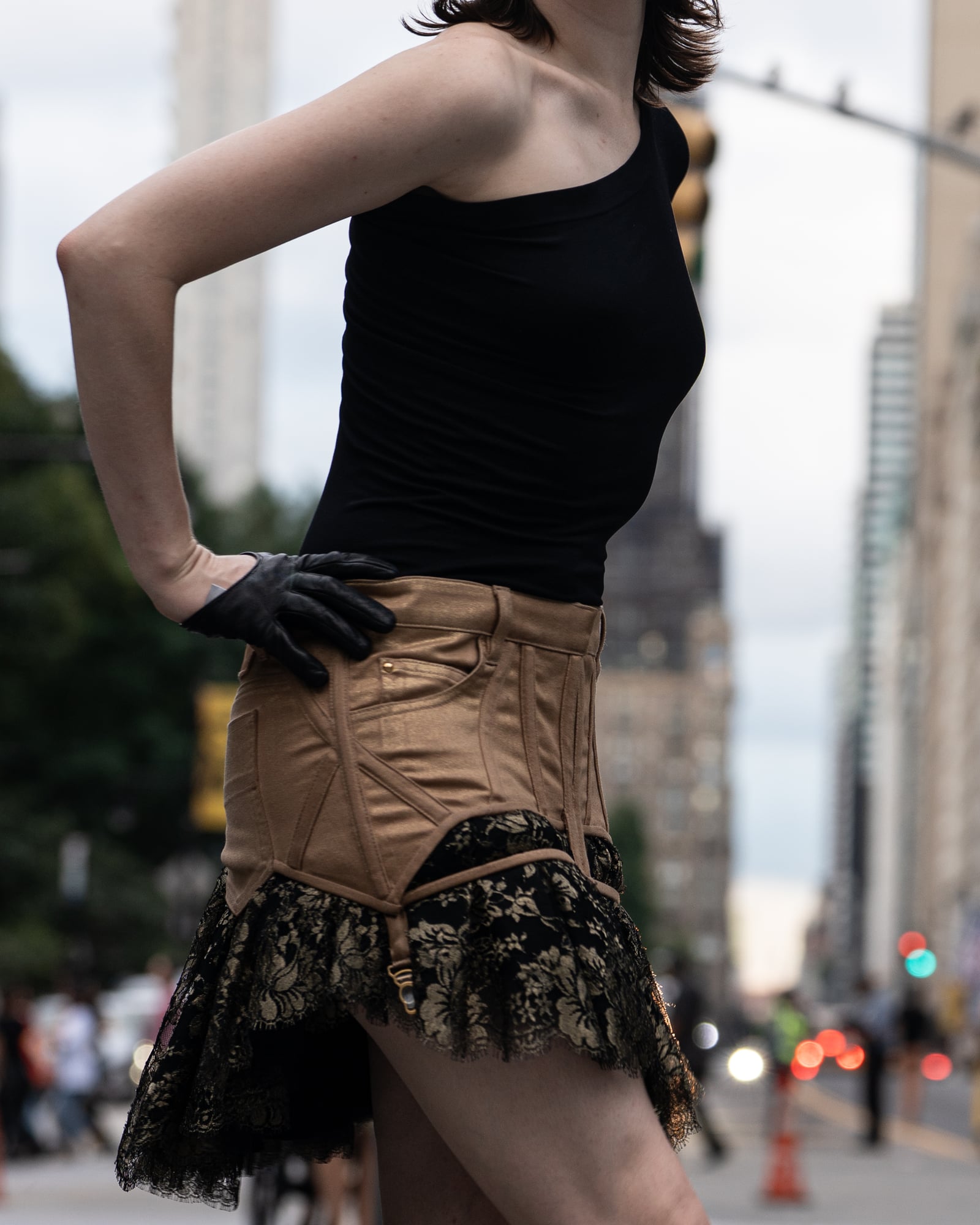 COUTURE — Gold Denim Corseted Skirt view 3