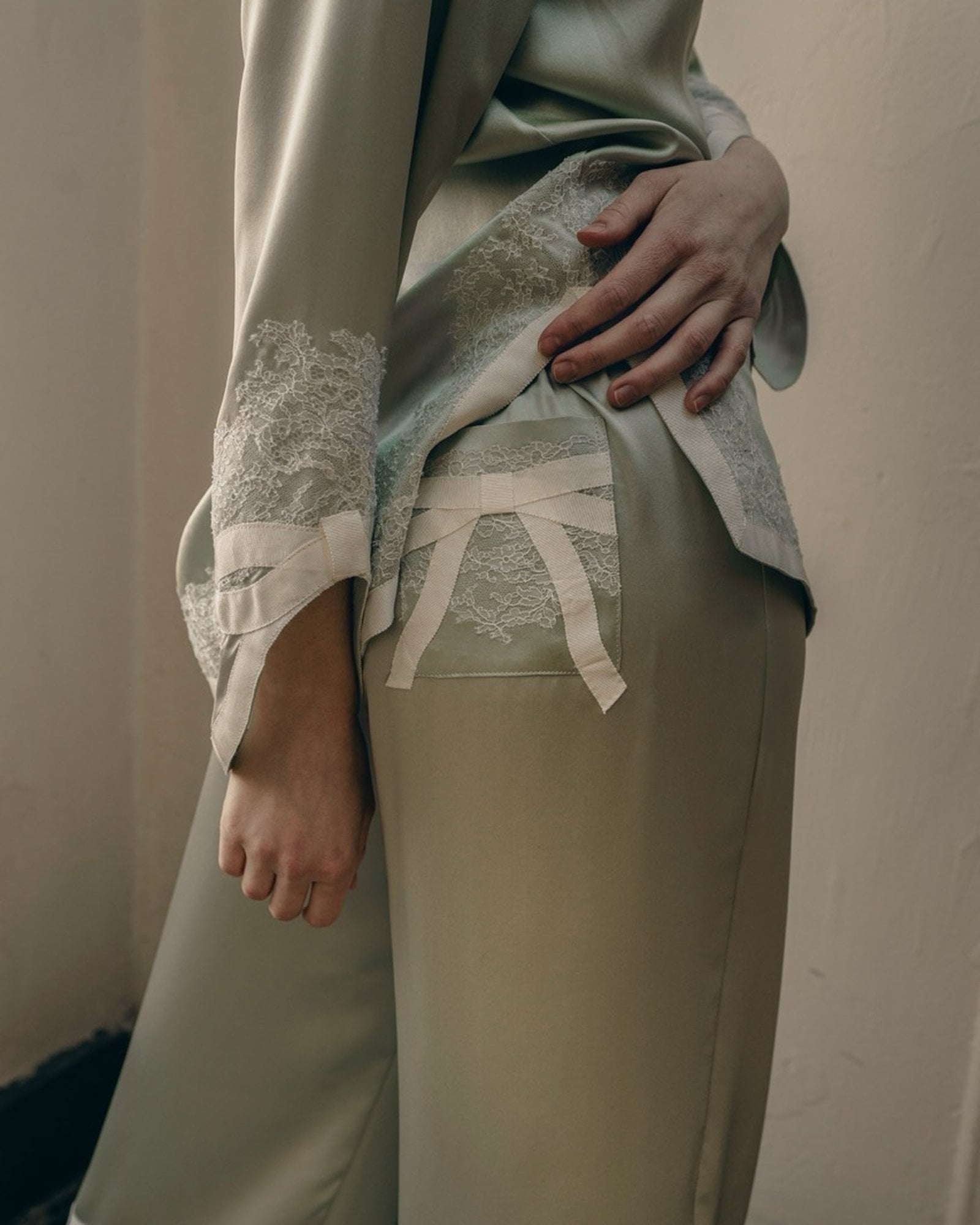 COUTURE — Hand-Sewn Silk & Lace Pyjamas view 6