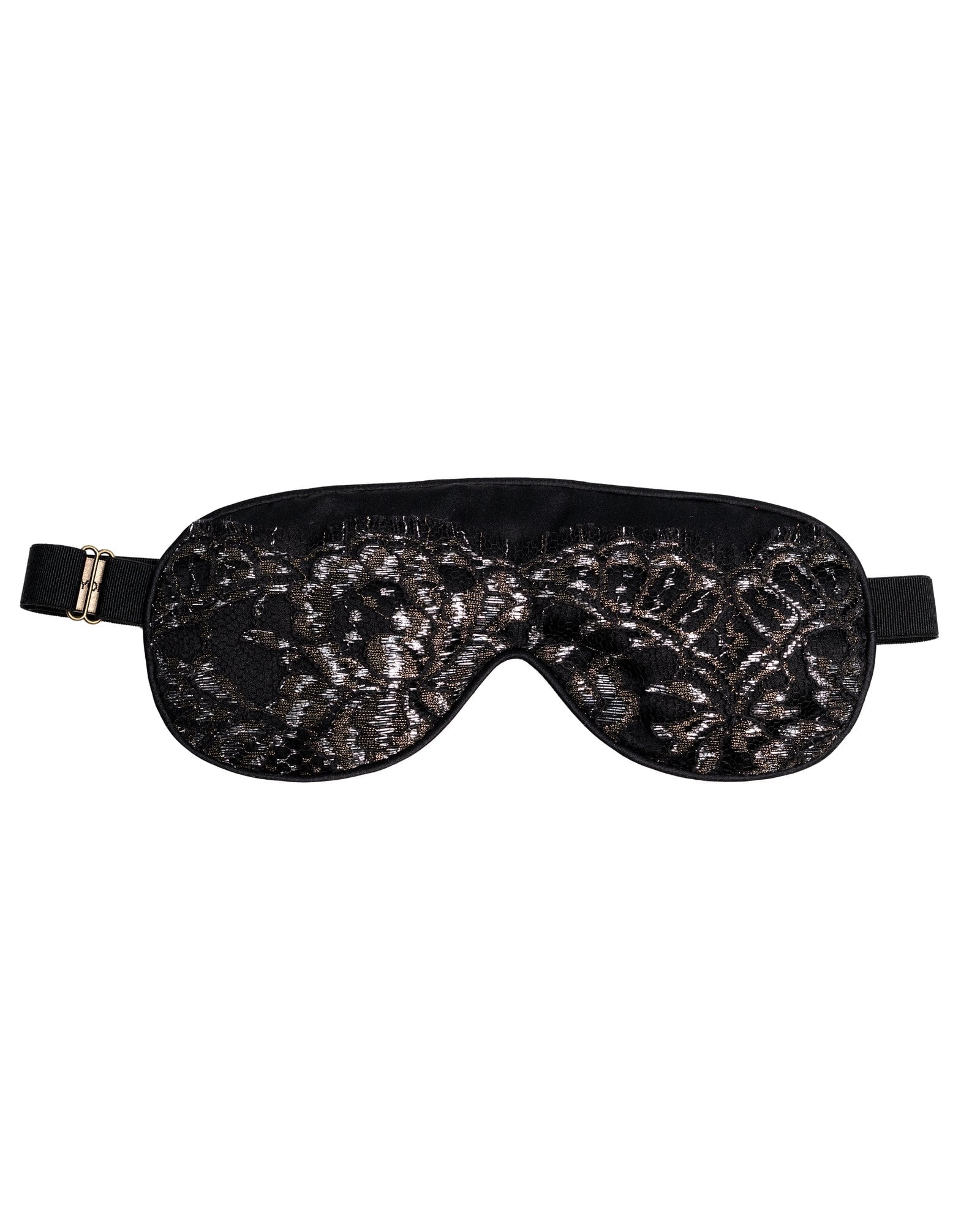 Metallic Black Lace & Silk Eye Mask view 1