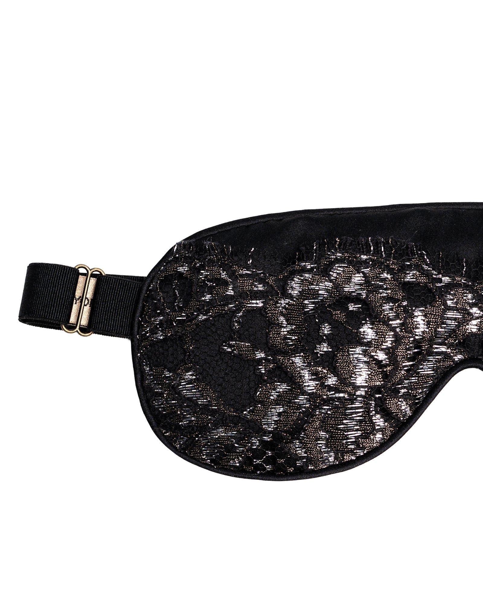 Metallic Black Lace & Silk Eye Mask view 2