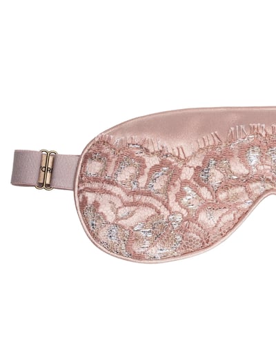 Photo of Peony Pink Lace & Silk Eye Mask, view 2