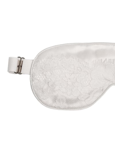 Photo of White Silk & Cotton Lace Eye Mask, view 2